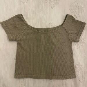 Women's Olive Green Ribbed Top